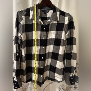 Tommy Hilfiger Men's Checkered Black and White Shirt